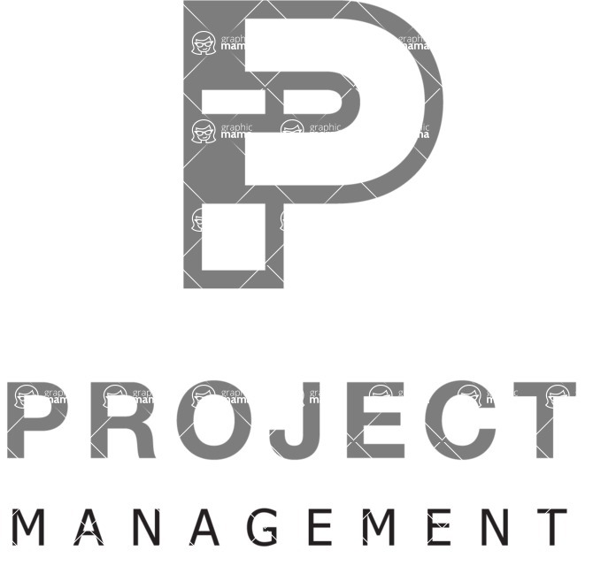 Business Logo Templates - vector graphics in a pack from GraphicMama - Project Management Logo Design - Black and White